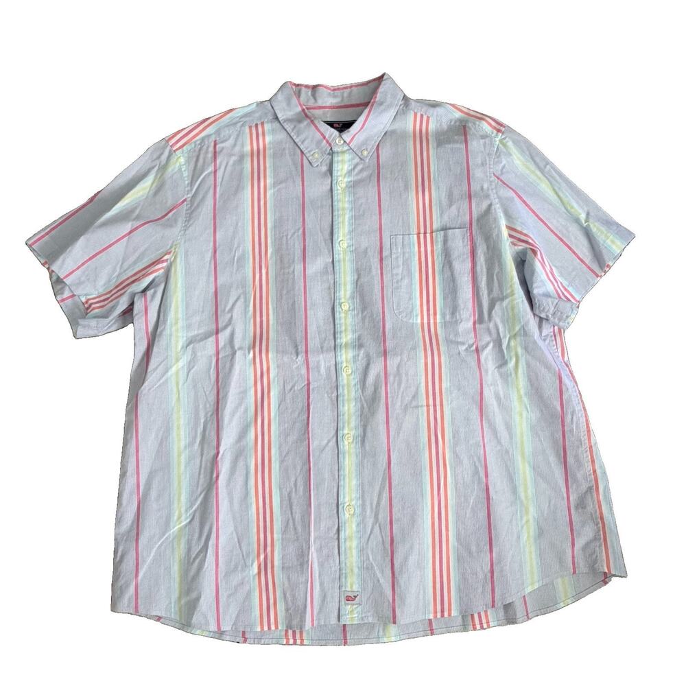 Vineyard Vines Men's Striped Button Down CLassic Fit Shirt XXL Logo EUC